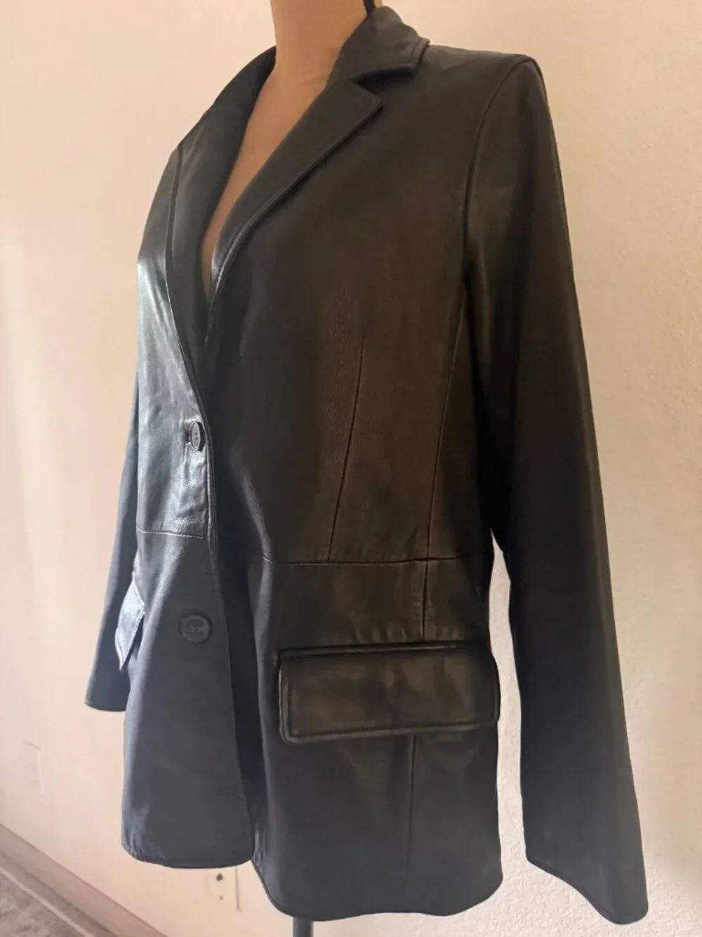 ALL SAINTS Corinna Leather Blazer in Black Size US8 - Picture 3 of 14